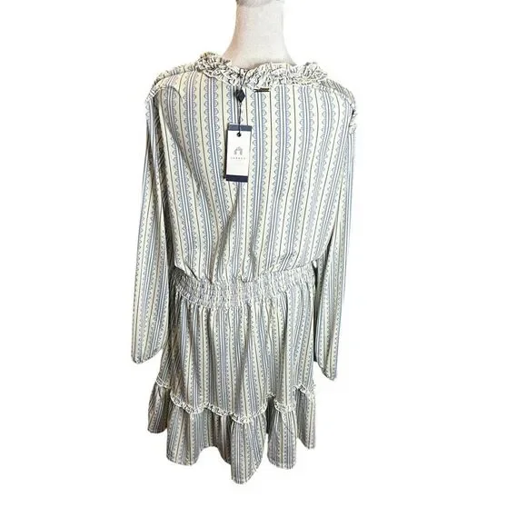 Cabana Life UPF 50+ Smocked Waist Dress XL Blue White Stripe Ruffle Beach Resort - Picture 5 of 9